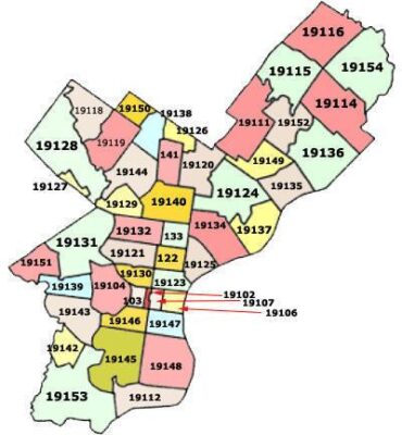 Map of Philly Zip Codes 